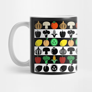 Vegetables in blackandwhite + color, graphic pattern Mug